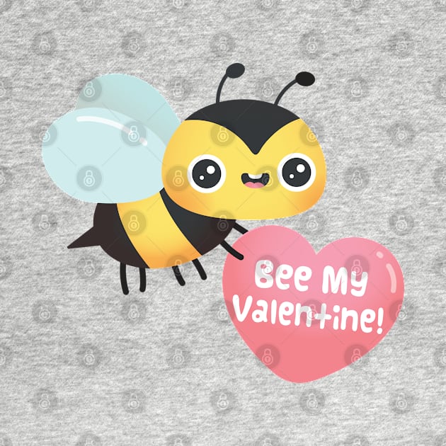 Cute Bee My Valentine, Valentines Day Pun Cartoon by rustydoodle